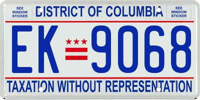 DC license plate EK9068