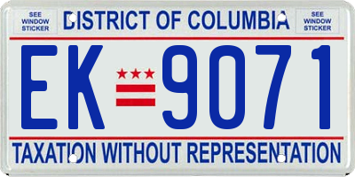 DC license plate EK9071