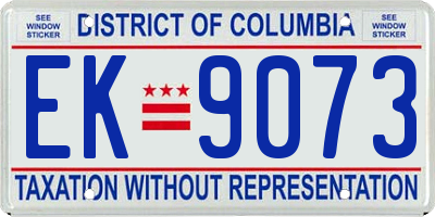 DC license plate EK9073