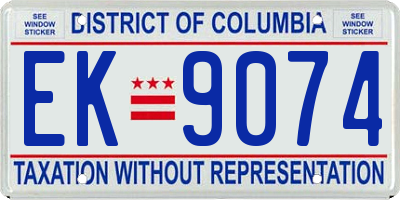 DC license plate EK9074