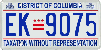 DC license plate EK9075