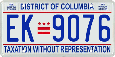 DC license plate EK9076