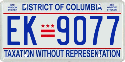 DC license plate EK9077