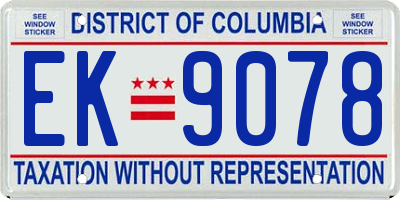 DC license plate EK9078