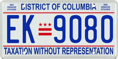 DC license plate EK9080