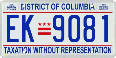 DC license plate EK9081