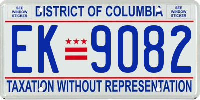 DC license plate EK9082