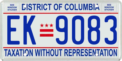 DC license plate EK9083