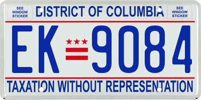 DC license plate EK9084