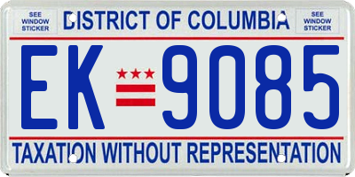 DC license plate EK9085