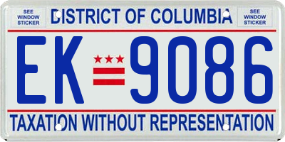 DC license plate EK9086