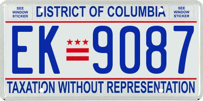 DC license plate EK9087