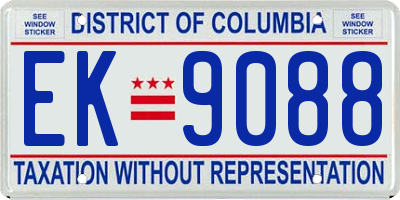 DC license plate EK9088