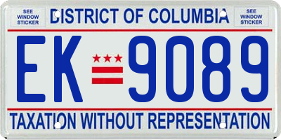 DC license plate EK9089