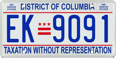 DC license plate EK9091