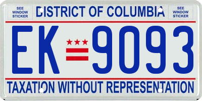 DC license plate EK9093