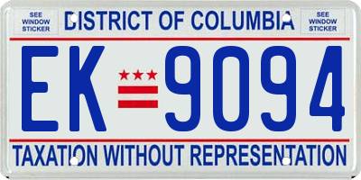 DC license plate EK9094