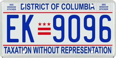 DC license plate EK9096