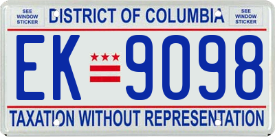 DC license plate EK9098