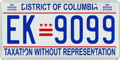 DC license plate EK9099