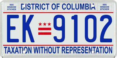 DC license plate EK9102