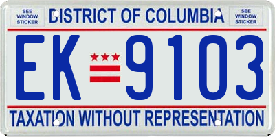 DC license plate EK9103