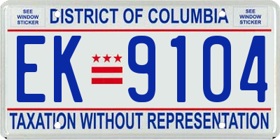 DC license plate EK9104