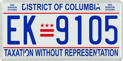 DC license plate EK9105