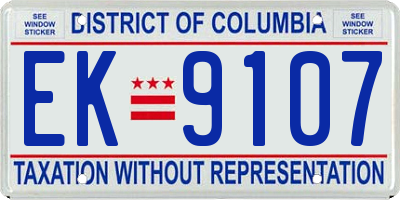 DC license plate EK9107