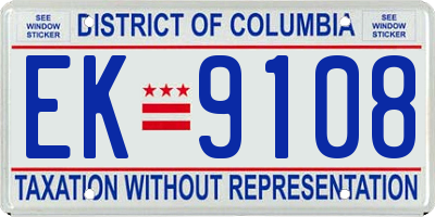 DC license plate EK9108