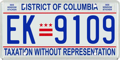 DC license plate EK9109