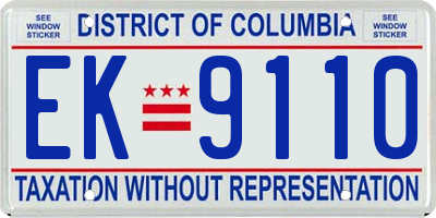 DC license plate EK9110