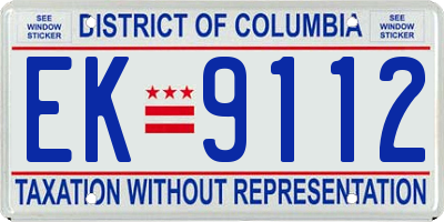 DC license plate EK9112