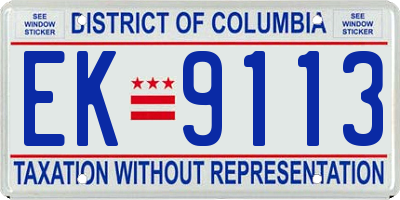 DC license plate EK9113