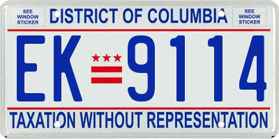 DC license plate EK9114