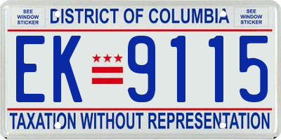 DC license plate EK9115