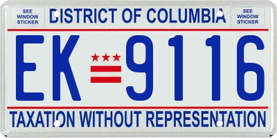 DC license plate EK9116