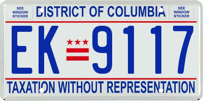 DC license plate EK9117