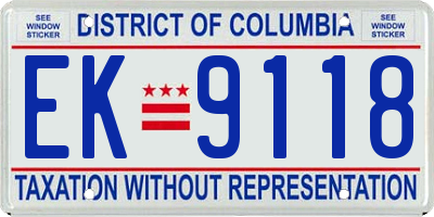 DC license plate EK9118