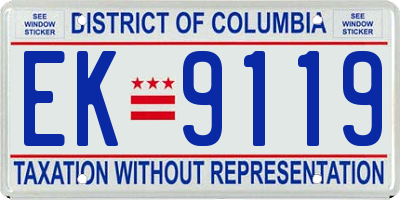 DC license plate EK9119