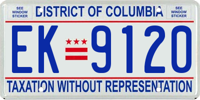 DC license plate EK9120