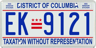 DC license plate EK9121