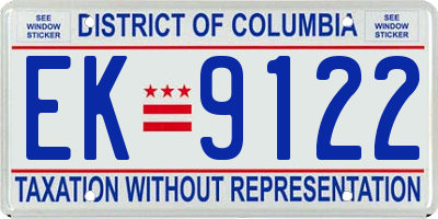 DC license plate EK9122