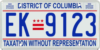 DC license plate EK9123