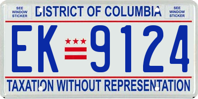 DC license plate EK9124