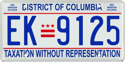 DC license plate EK9125