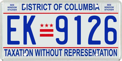 DC license plate EK9126