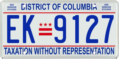 DC license plate EK9127