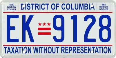 DC license plate EK9128