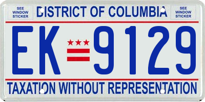 DC license plate EK9129